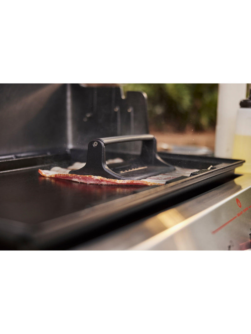 Weber cast iron BBQ griddle press, imported from the UK