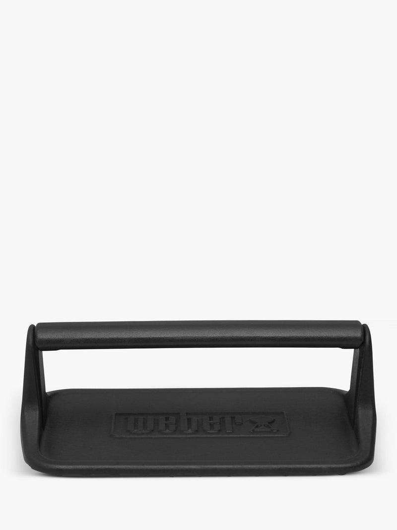 Weber cast iron BBQ griddle press, imported from the UK