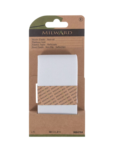 John Lewis Milward Non-Roll Premium Woven Elastic White 50mm x 2m- Buy online at McGrocer