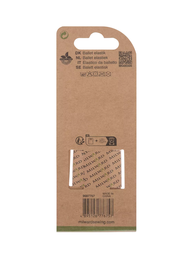 Milward braided elastic pink 6mm x 3m - British product