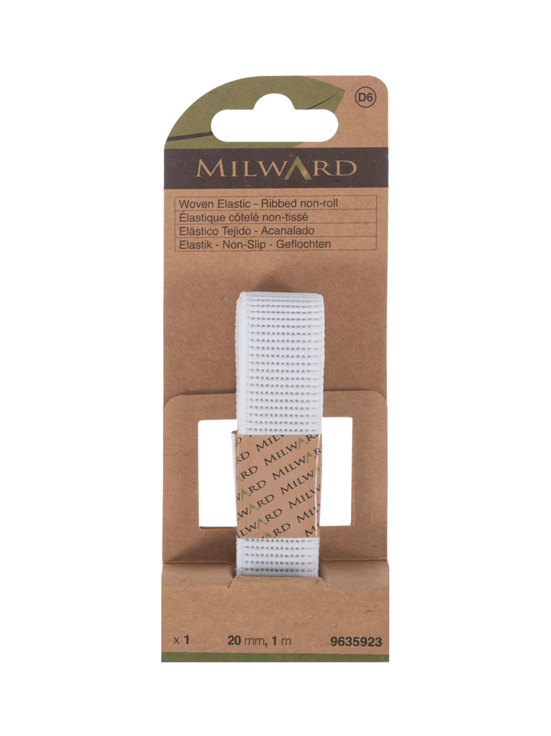 Milward webbed elastic white 20mm x 1m (British brand)