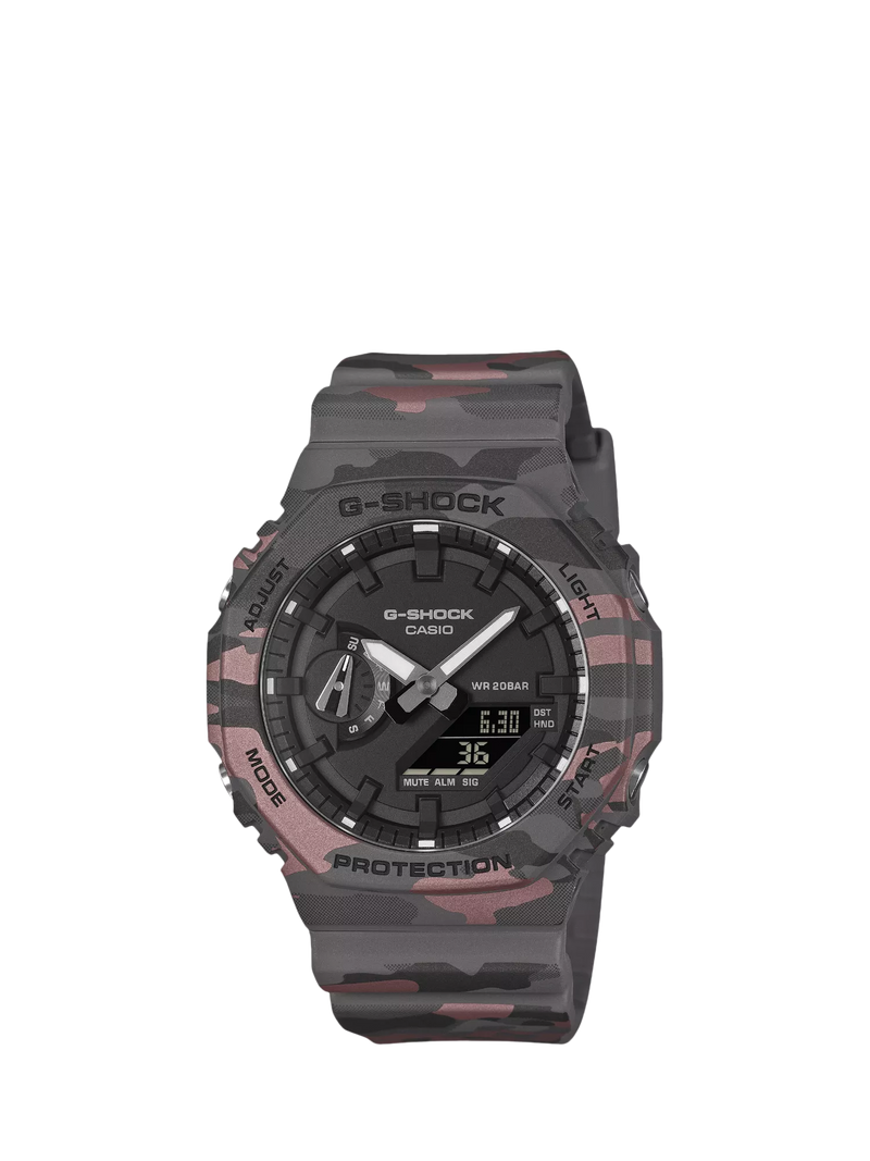Casio G-SHOCK 2100 camo digital analogue watch, UK version