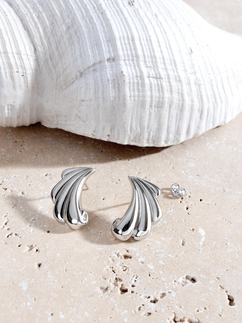 Kit Heath Shell Echo Grande earrings, silver (British brand)