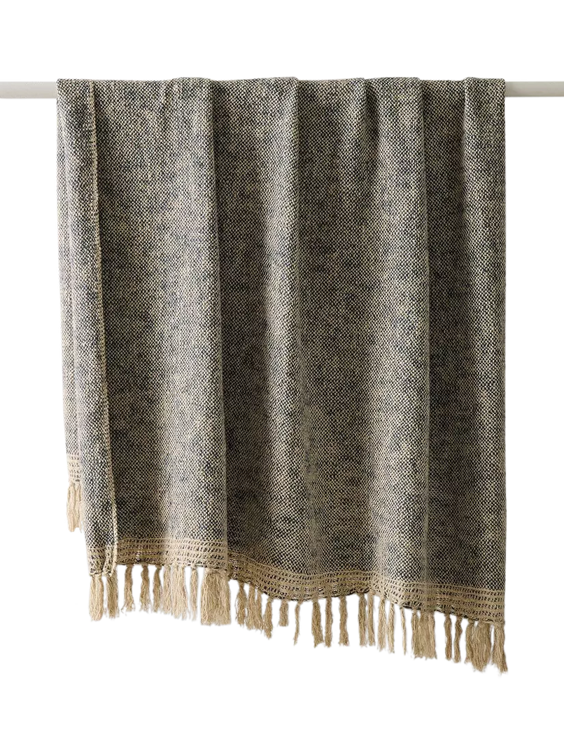 West Elm two-tone chunky linen throw - British product