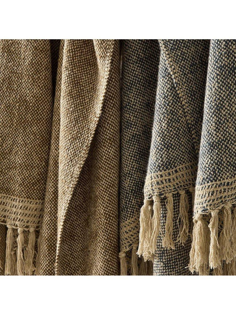 West Elm two-tone chunky linen throw - British product