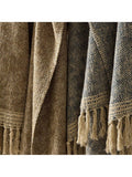 West Elm two-tone chunky linen throw - British product