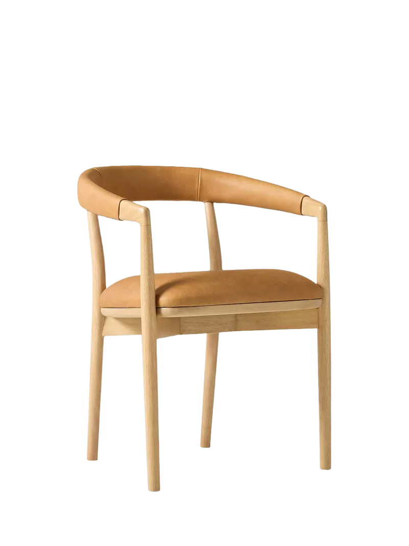 West Elm Irvine leather dining chair in Sesame, UK version