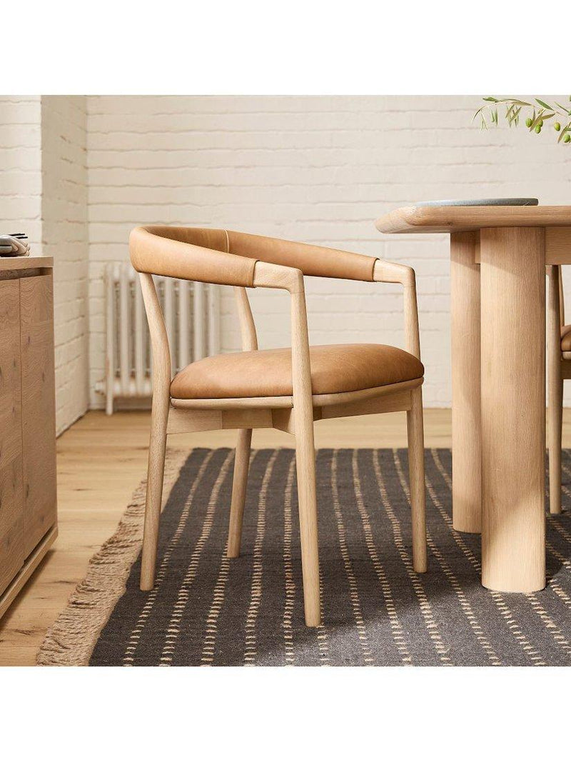 West Elm Irvine leather dining chair in Sesame, UK version