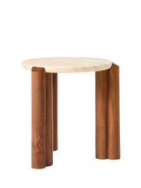 John Lewis West Elm Travertine Side Table, Cool Walnut- Buy online at McGrocer
