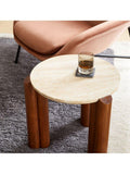 West Elm travertine side table Cool Walnut, imported from the UK