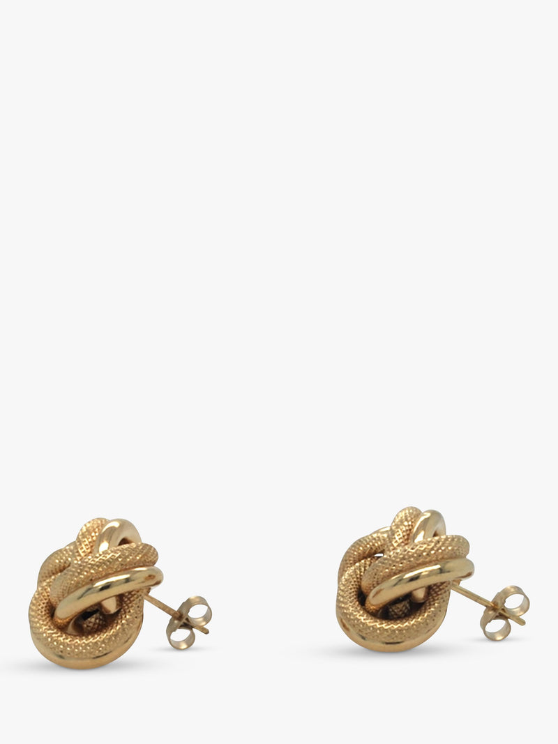 Vintage Fine Jewellery 9ct yellow gold knot stud earrings - British product