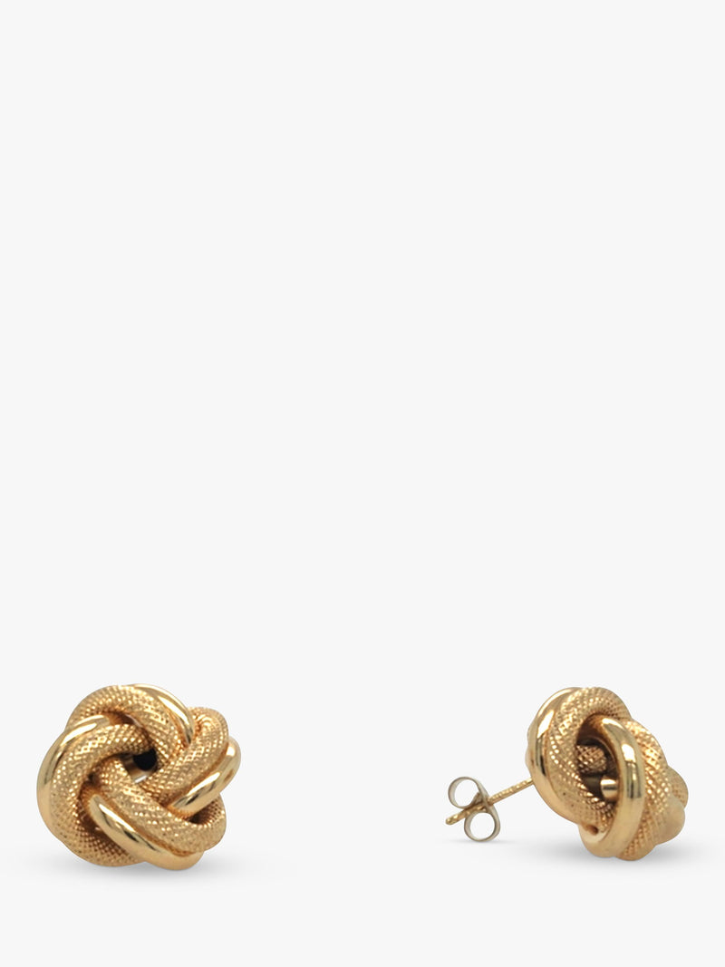 Vintage Fine Jewellery 9ct yellow gold knot stud earrings - British product