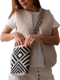 The Small Home Wayuu geometric crossbody bag black white, imported from the UK