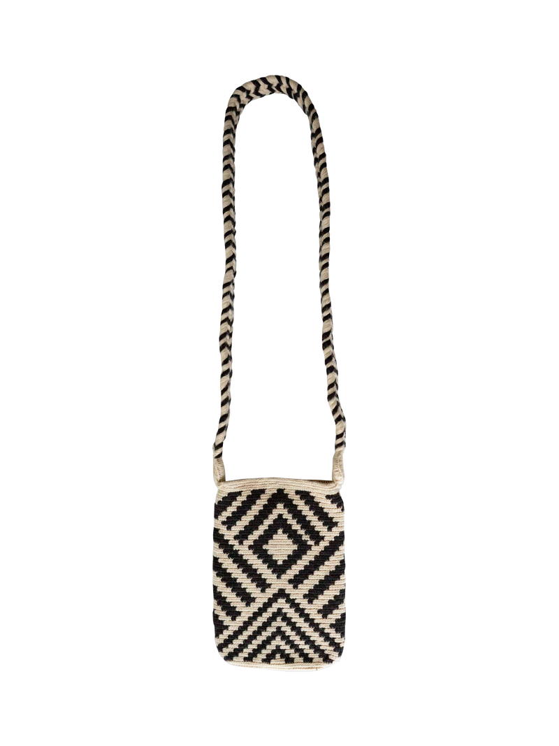 The Small Home Wayuu geometric crossbody bag black white, imported from the UK