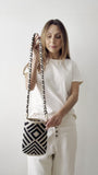 The Small Home Wayuu geometric crossbody bag black white, imported from the UK