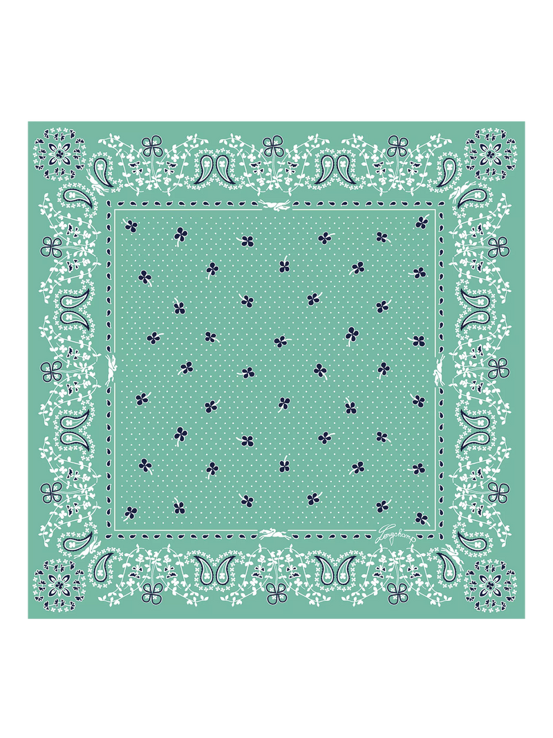 Longchamp silk bandana scarf mint 50cm, imported from the UK
