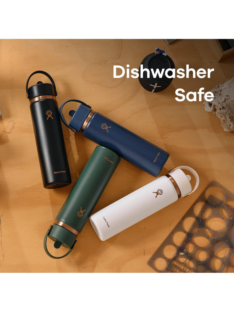 Hydro Flask wide mouth water bottle with straw cap 709ml, imported from the UK
