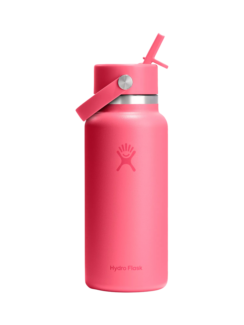 Hydro Flask doppelwandige Vakuumisolierung aus Edelstahl mit weiter Öffnung und Flip-Straw-Getränkeflasche, 946ml