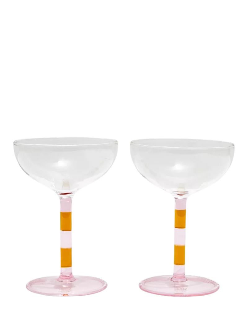 Fazeek stripe coupe cocktail glasses 140ml pair, imported from the UK