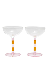 John Lewis Fazeek Stripe Coupe Cocktail Glasses, Pink/Amber, Set of 2, 140ml- Buy online at McGrocer