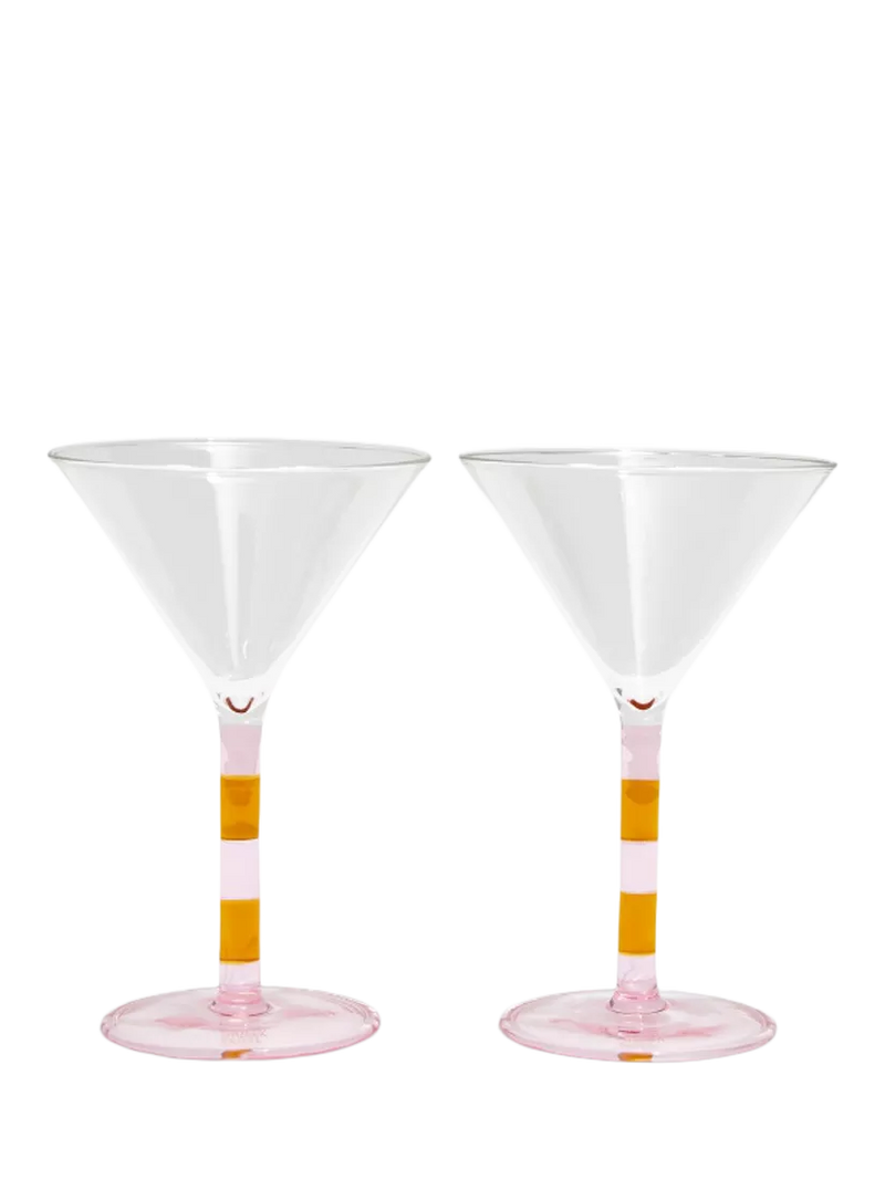 Fazeek stripe martini glasses set of 2 pink amber (British brand)
