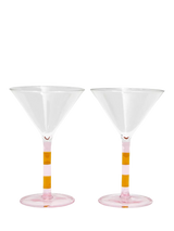 John Lewis Fazeek Stripe Martini Cocktail Glasses, Pink/Amber, 140ml, Set of 2- Buy online at McGrocer