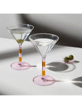 Fazeek stripe martini glasses set of 2 pink amber (British brand)