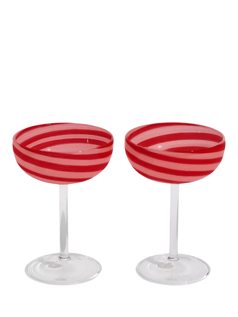 Fazeek swirl coupe cocktail glasses set of 2 red pink (British brand)