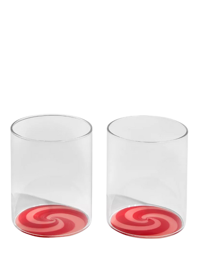 John Lewis Fazeek Swirl Glass Tumbler, Set of 2, 250ml, Red/Pink- Buy online at McGrocer