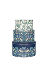 John Lewis William Morris Arts & Crafts Strawberry Thief & Willow Boughs Round Cake Tins Set of 3 Blue- Buy online at McGrocer