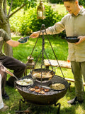 Kadai Cooking Tripod with bowl and roaster, BBQ tripod - British product