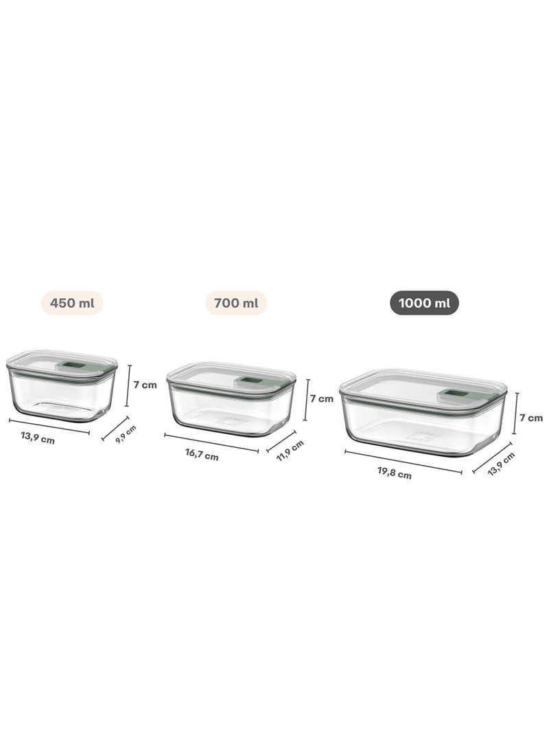 Mepal EasyClip glass storage container Nordic Sage 1L - British product