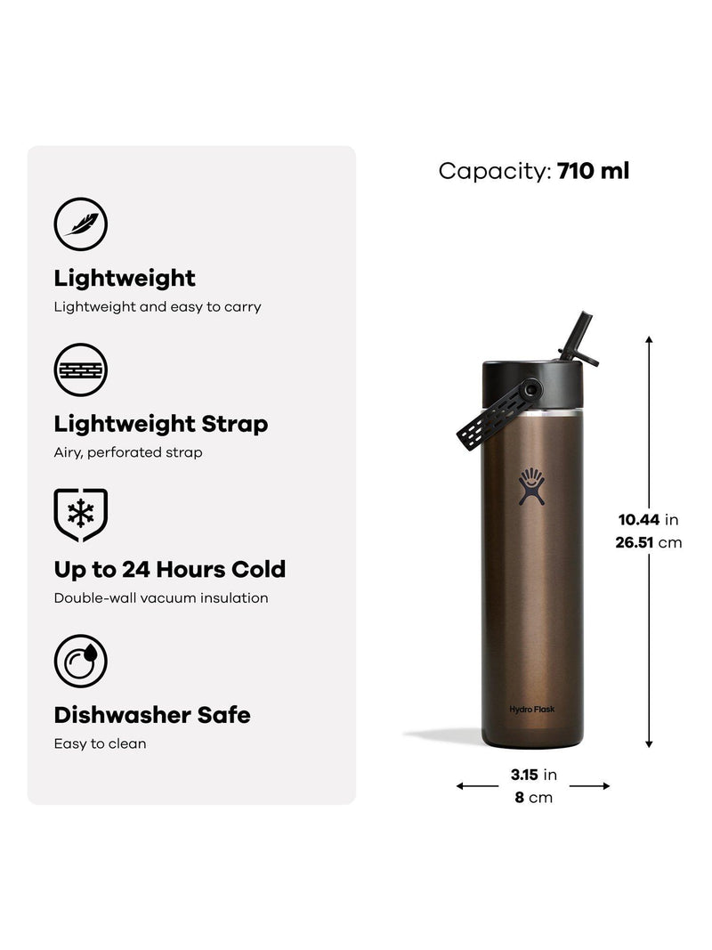 Hydro Flask 709ml vacuum insulated water bottle with straw cap (British brand)