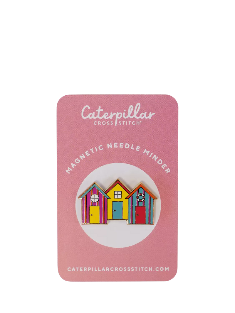 Caterpillar Cross Stitch beach huts needle minder, imported from the UK