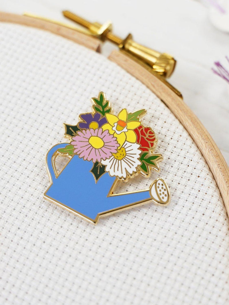 Caterpillar Cross Stitch watering can needle minder, imported from the UK