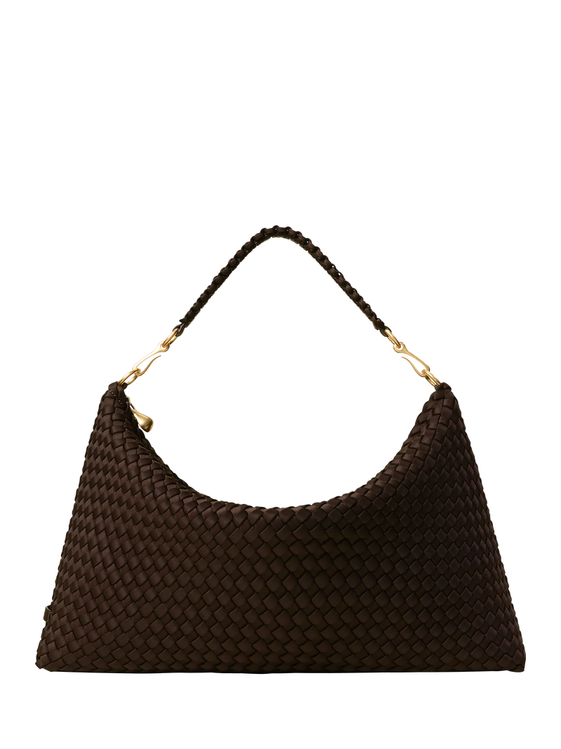 NAGHEDI woven half moon shoulder bag, imported from the UK