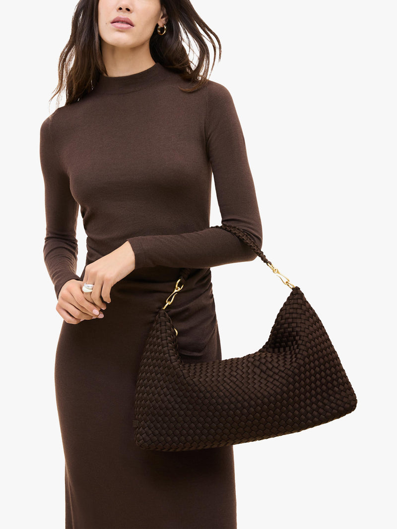 NAGHEDI woven half moon shoulder bag, imported from the UK