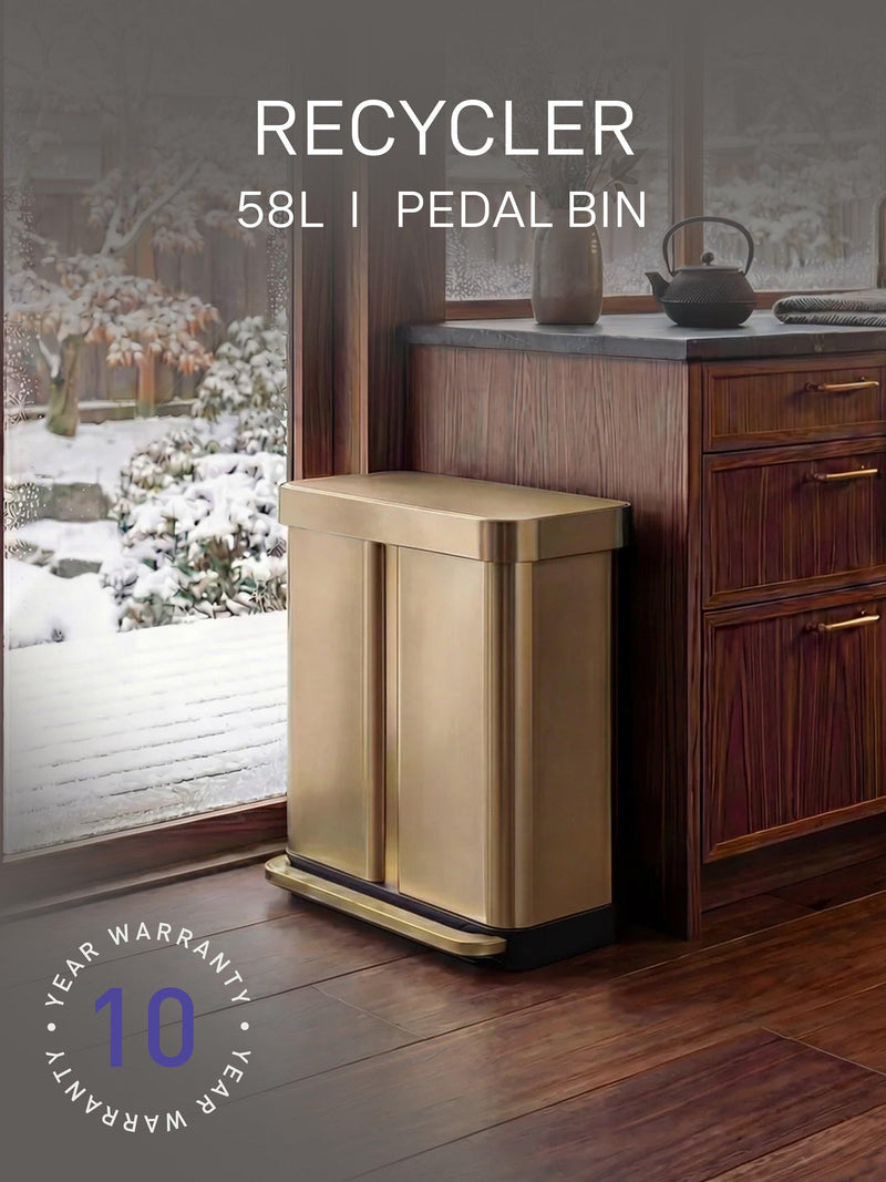 Simplehuman gold pedal bin 58L - British product