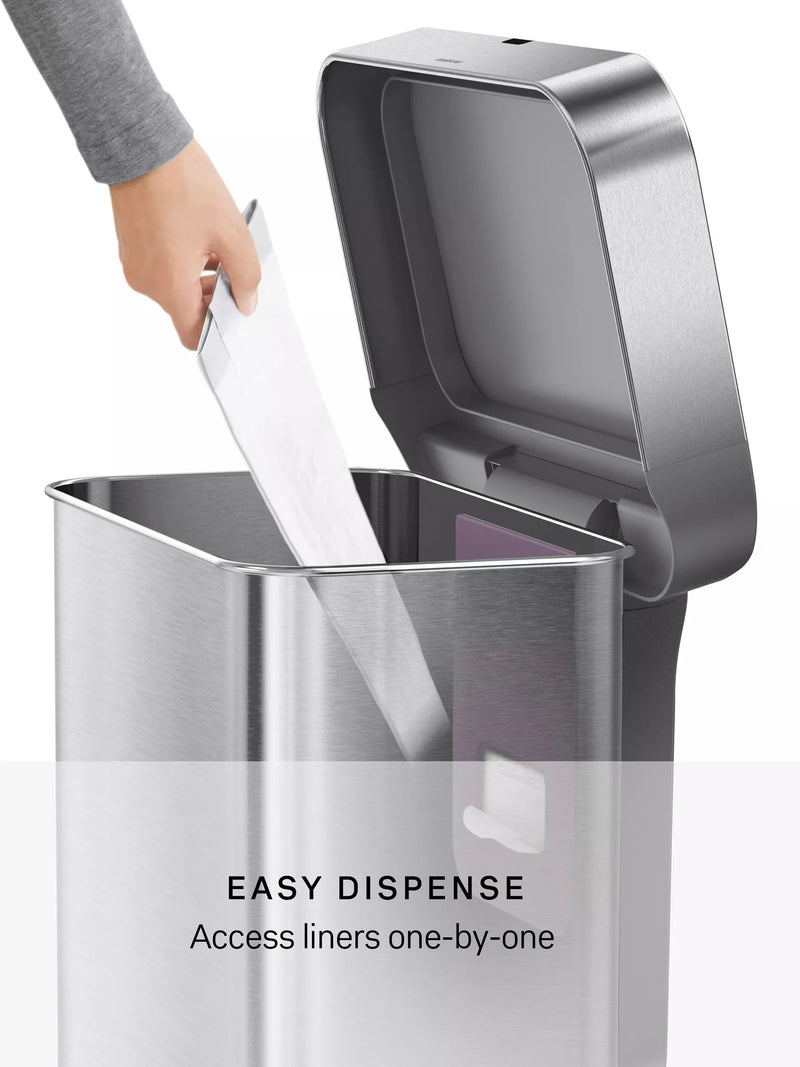 Simplehuman rectangular sensor bin 58L stainless steel, UK version