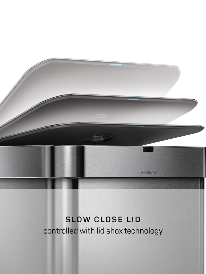Simplehuman rectangular sensor bin 58L stainless steel, UK version