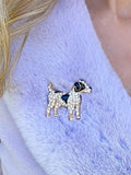 QueenMee embellished dog brooch gold black, imported from the UK