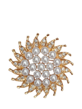 QueenMee embellished sunflower brooch with crystals and pearls (British brand)