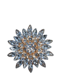 QueenMee embellished flower brooch gold blue, UK version