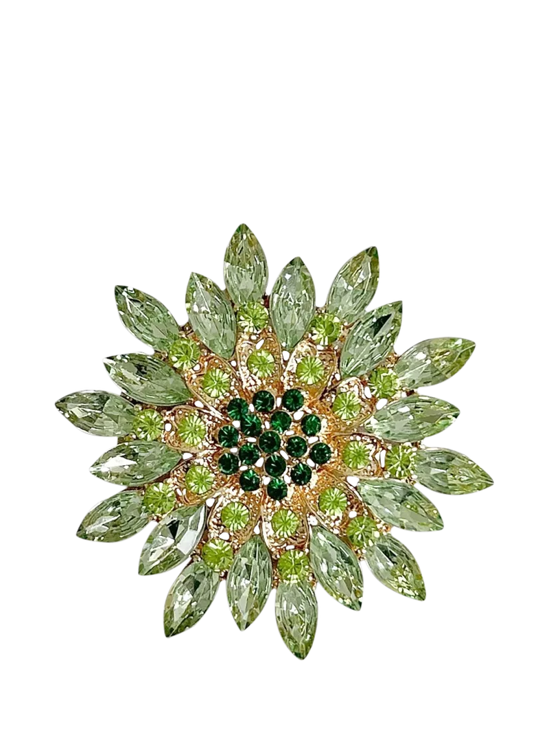 QueenMee green flower brooch 5cm - British product
