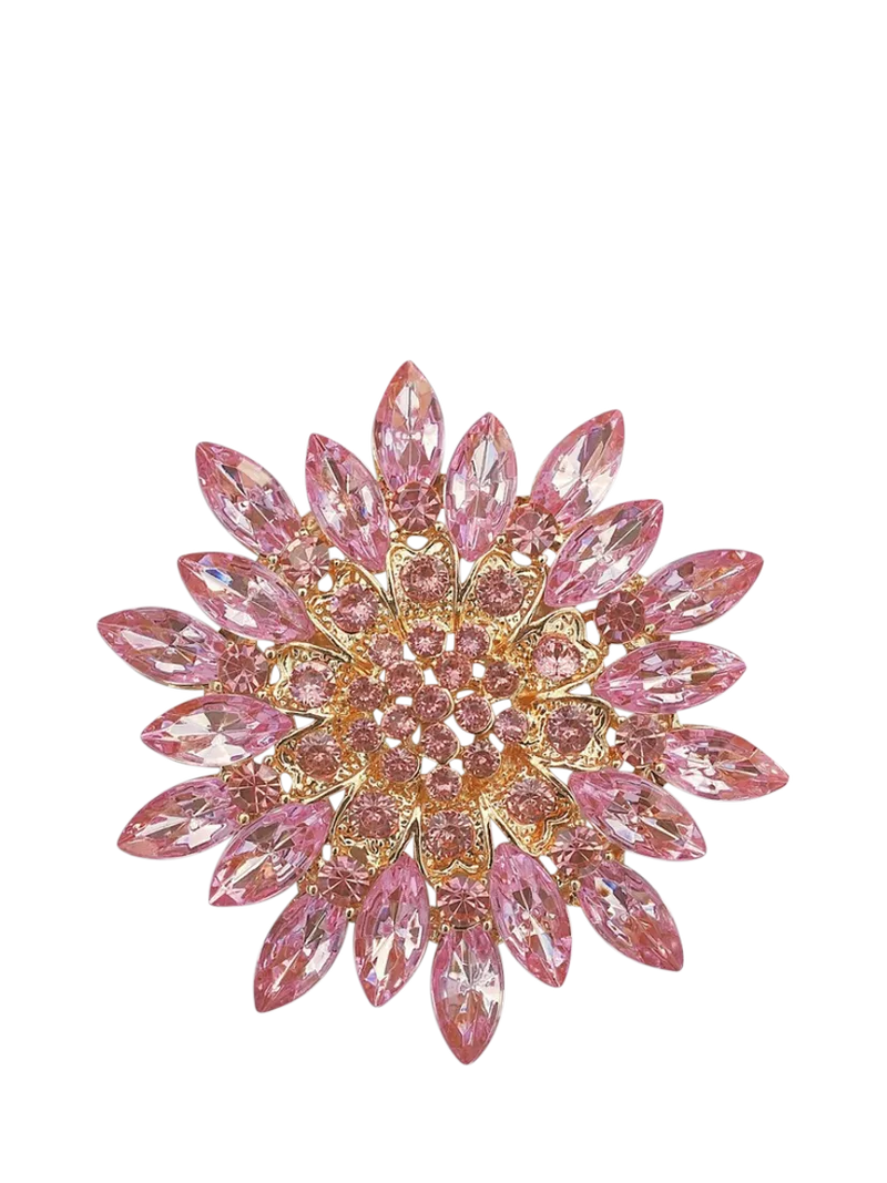 QueenMee pink flower brooch 5cm, UK version