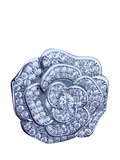 QueenMee silver rose brooch with diamante trim - British product
