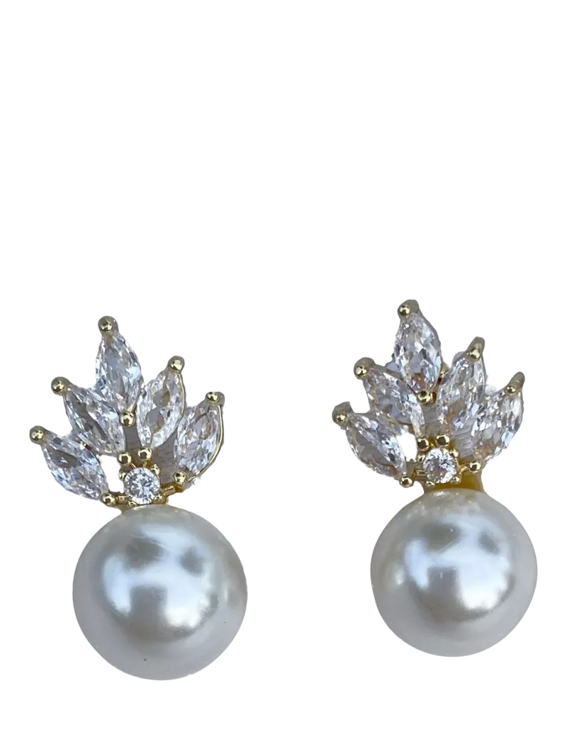 QueenMee gold faux pearl drop earrings H1.5cm, UK version