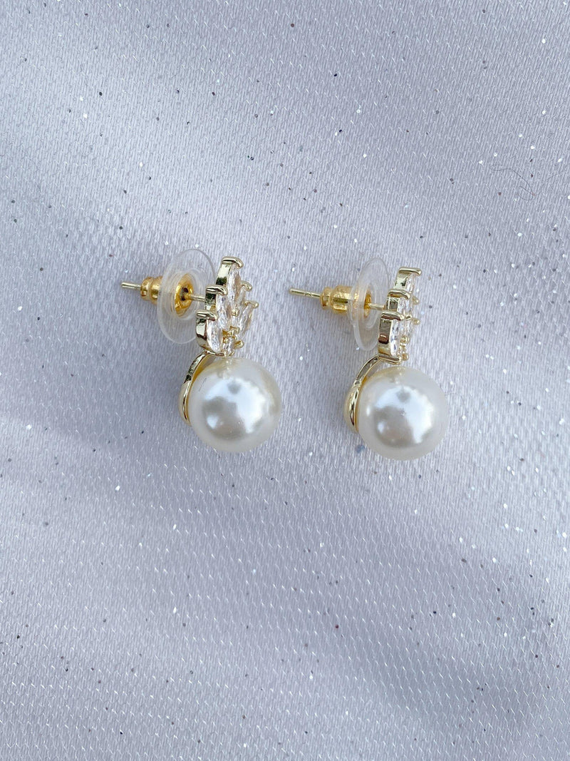 QueenMee gold faux pearl drop earrings H1.5cm, UK version