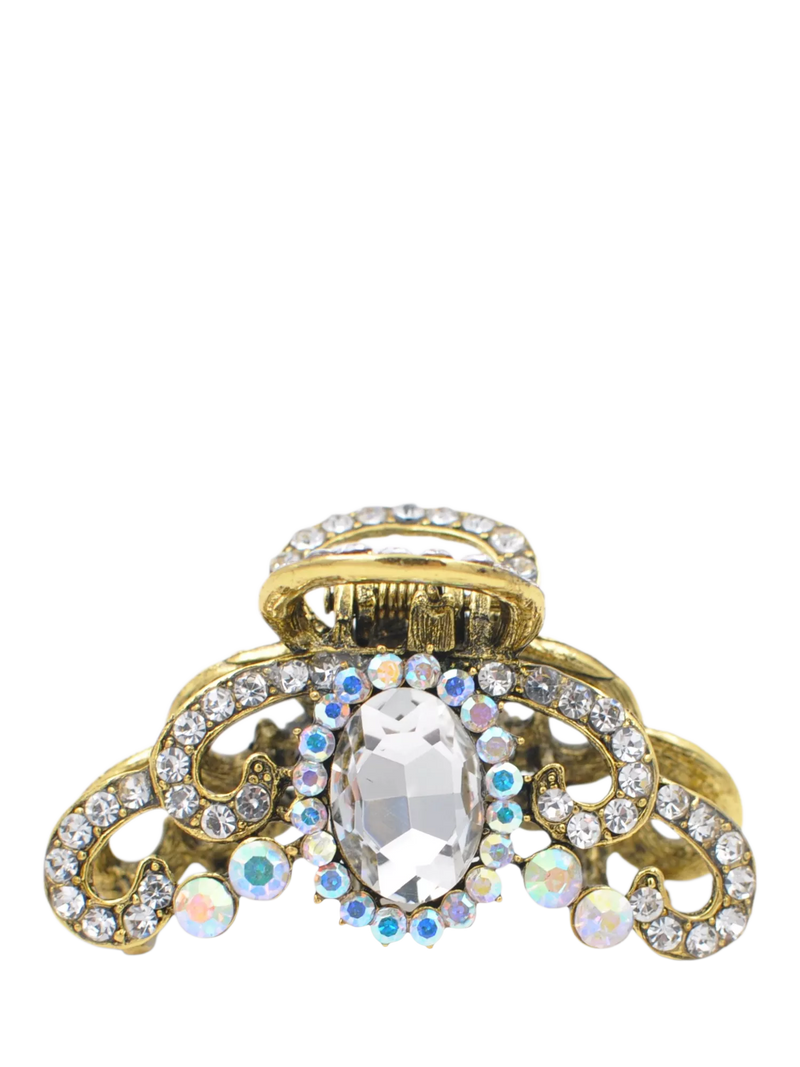 QueenMee gold diamante hair claw, imported from the UK