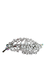 John Lewis QueenMee Leaf Pearl & Diamante Hair Clip, Leaf Silver- Buy online at McGrocer
